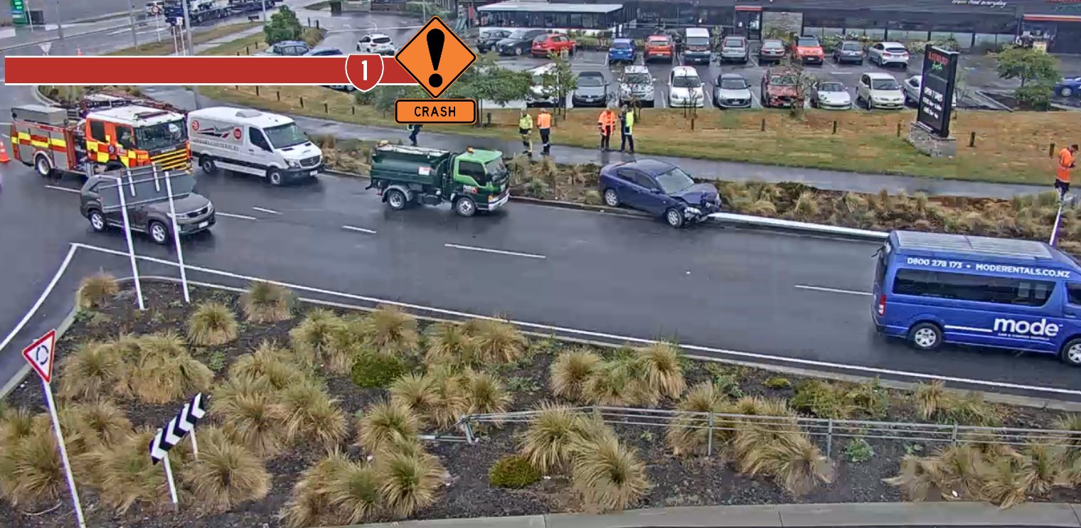 The crash on Johns Rd. Photo: Waka Kotahi NZ Transport Agency - South Island