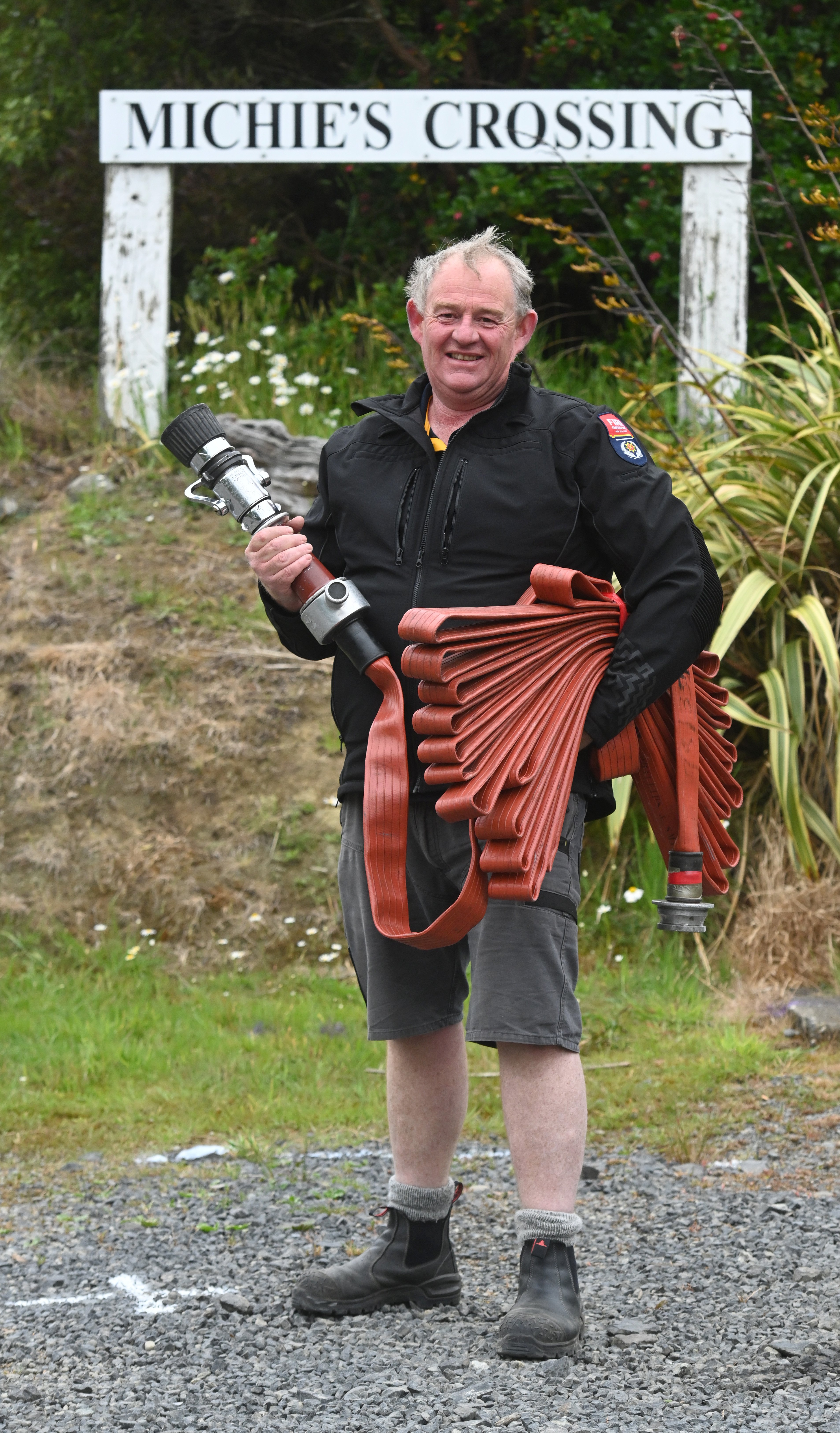 Waitati Volunteer Fire Brigade Chief Fire Officer Jeff Burrows at Michie’s Crossing where one of...