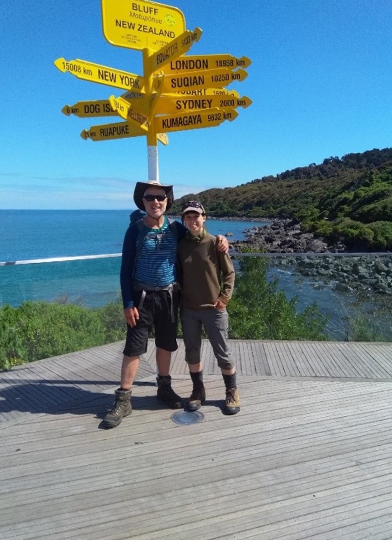 The author of  My Trail, Te Wai Pounamu, Bryan Scott, with his daughter Taarn at the trail’s end,...