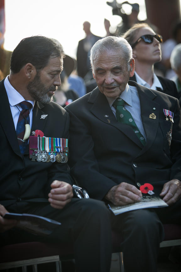 Sir Robert Gillies with Willie Apiata VC at the opening of Te Rau Aroha - Waitangi Museum in...