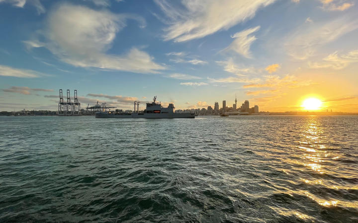 HMNZS Aotearoa leaves Auckland for Tonga. Photo: Supplied / NZDF