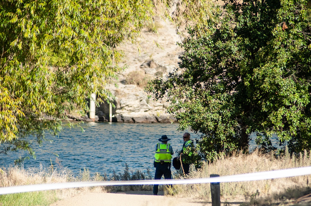 Police at the scene in Cromwell yesterday. Photo: Shannon Thomson. 