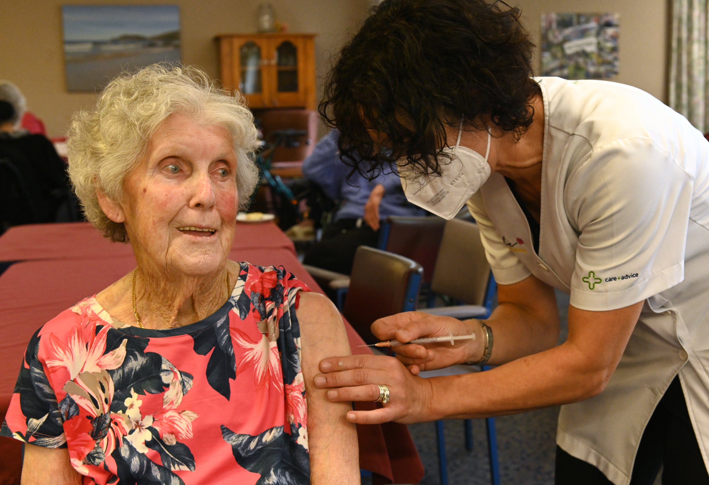 La Hood’s Gore pharmacist Ann La Hood administers one of the final boosters for vulnerable rest...