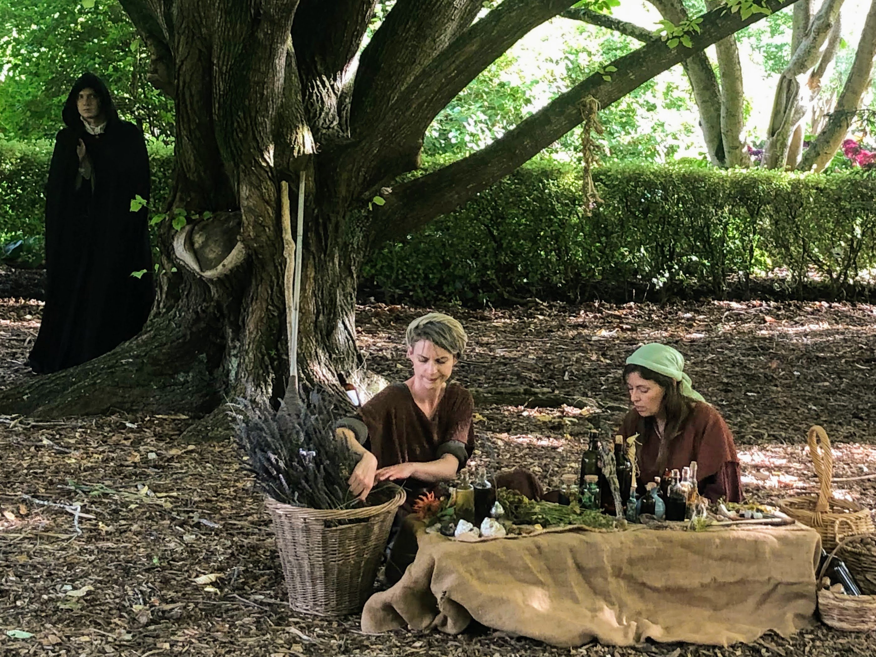 Ricky Andrews, Maggie Pirie and Victoria Morgan in action during the dress rehearsal in the park...