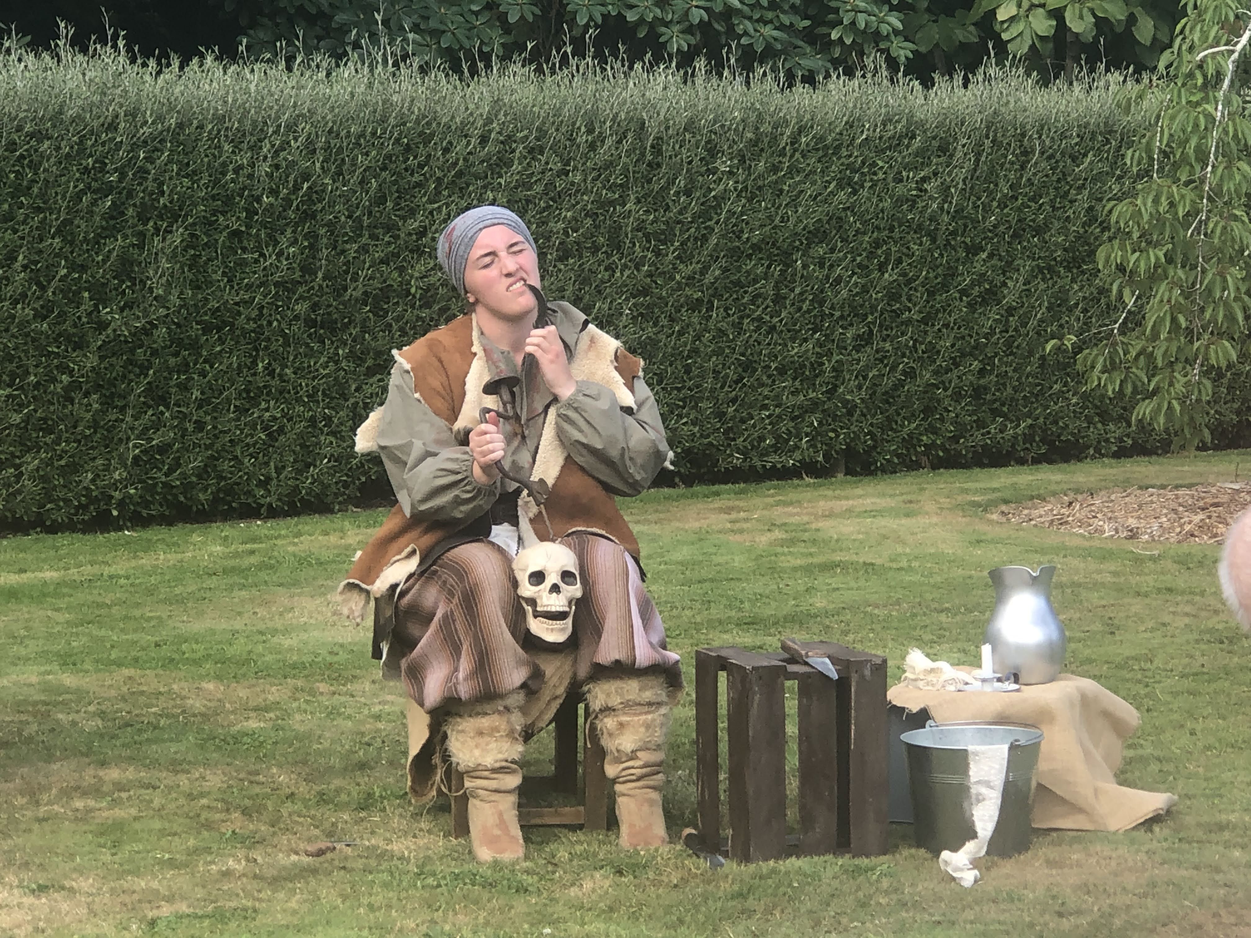 Lydia Blomfield plays the barber-surgeon in this year’s Shakespeare in the Park production, A...