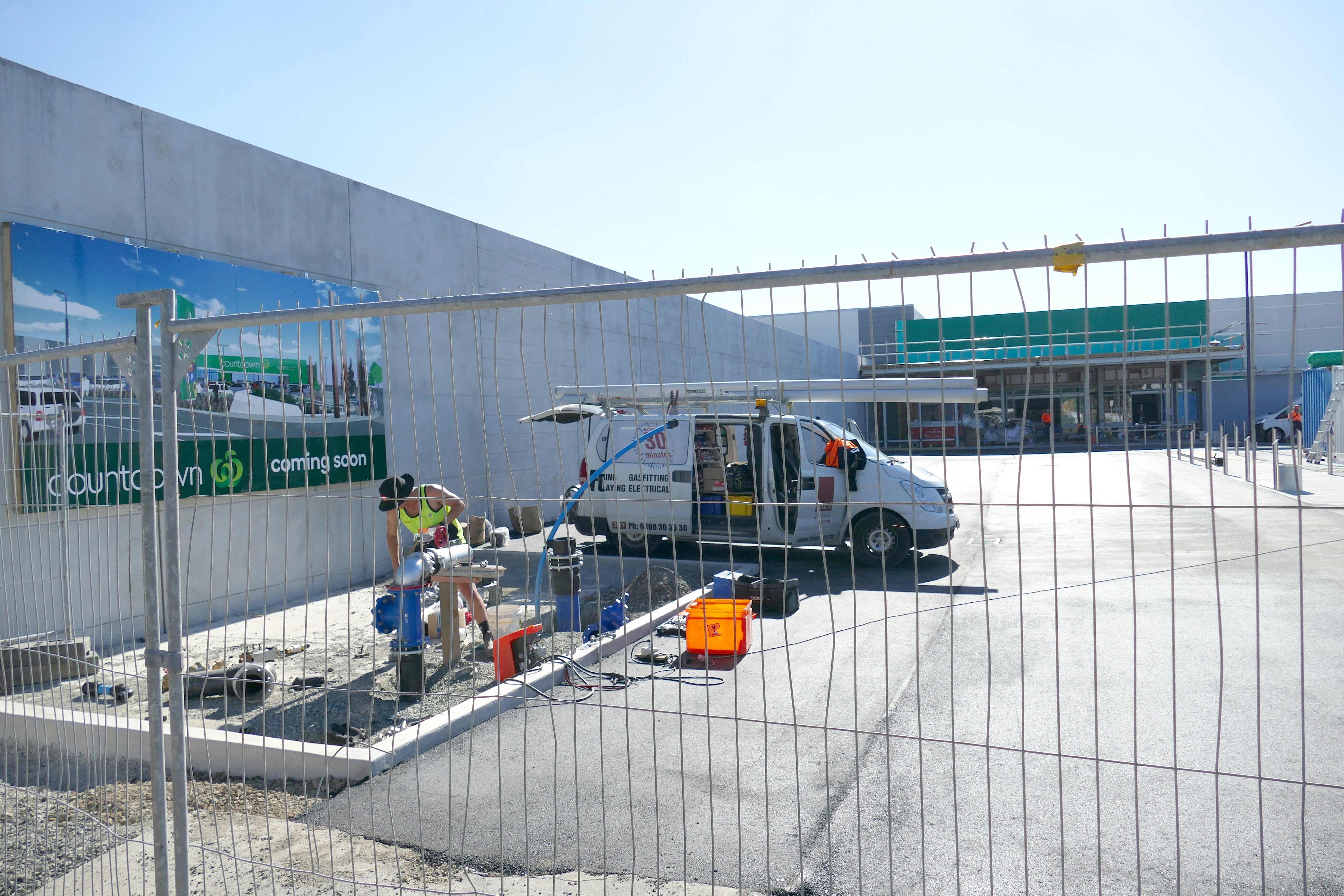 Contractors work on the car park of a new Countdown supermarket in Clyde St, Balclutha, yesterday...