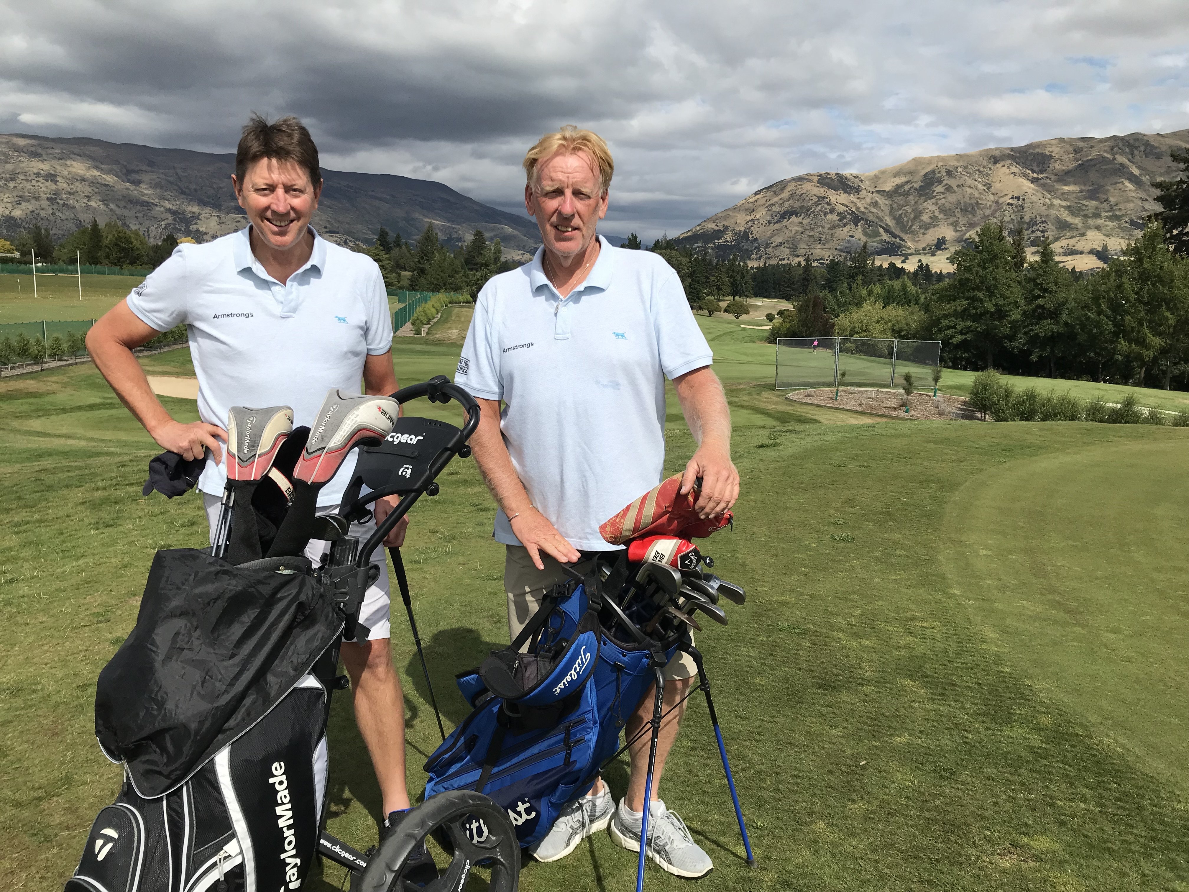 Fundraising cycle tourists Bruce Cotterill (left) and Paul Muir, of Auckland, take a break to...