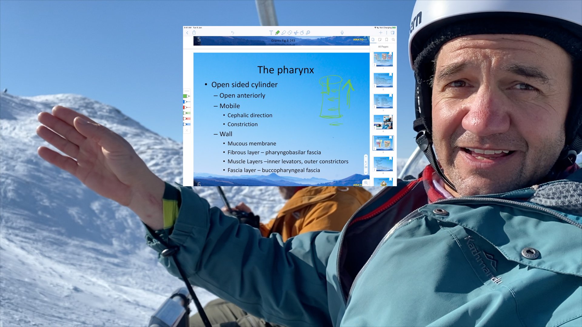 University of Otago senior lecturer Dr Phil Blyth teaches an anatomy lesson from a chairlift on...