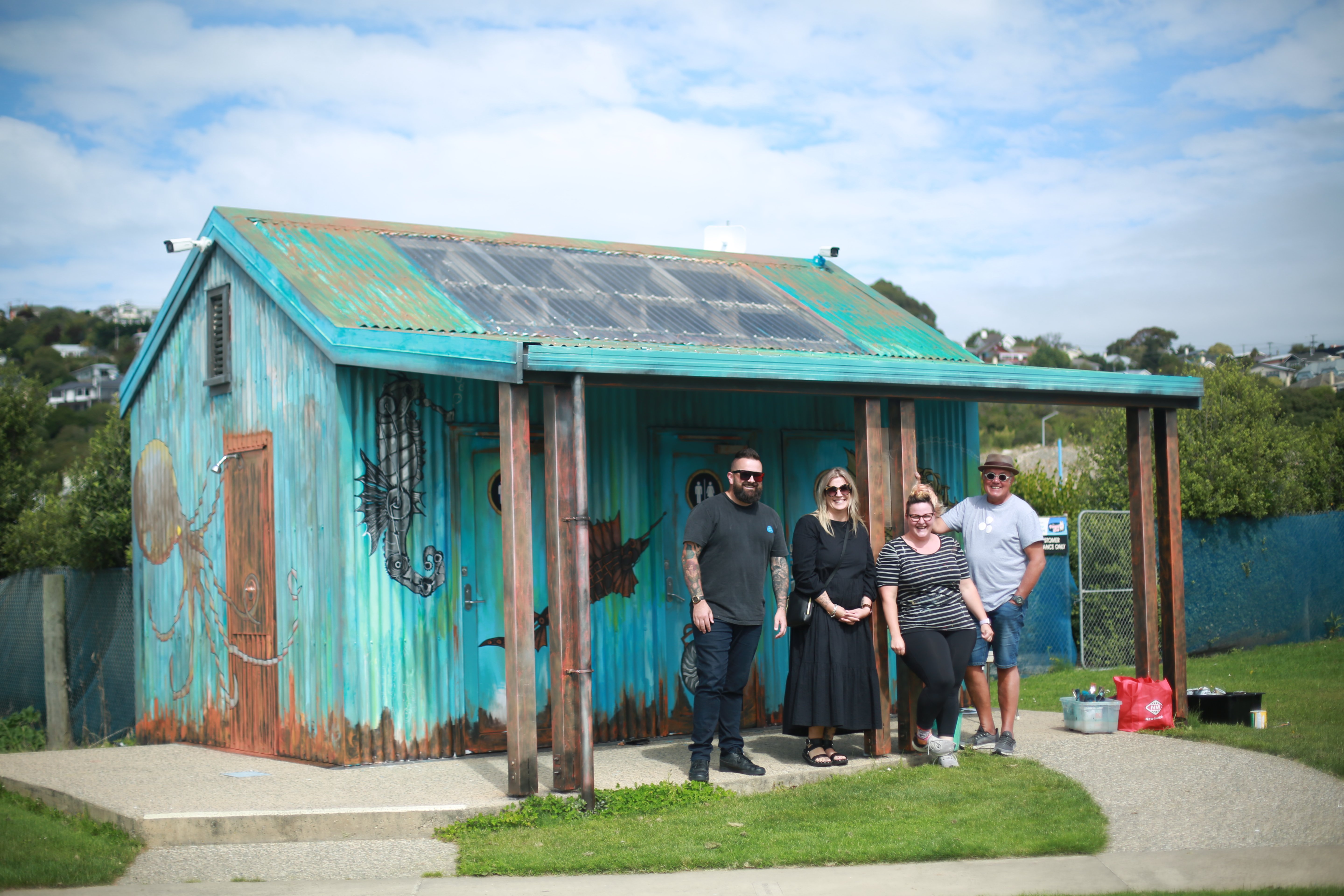 Oamaru artists (from left) Matthew Wicks, Philina den Dulk, Luzette Crossan and Al Bell put the...