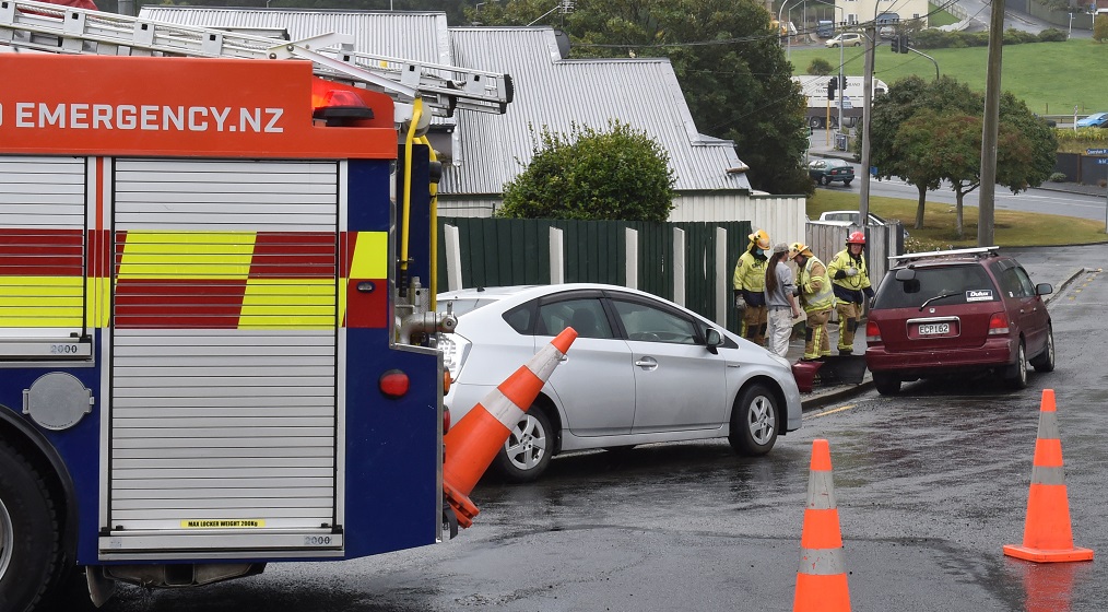 Emergency services at the scene this afternoon. Photo: Gregor Richardson