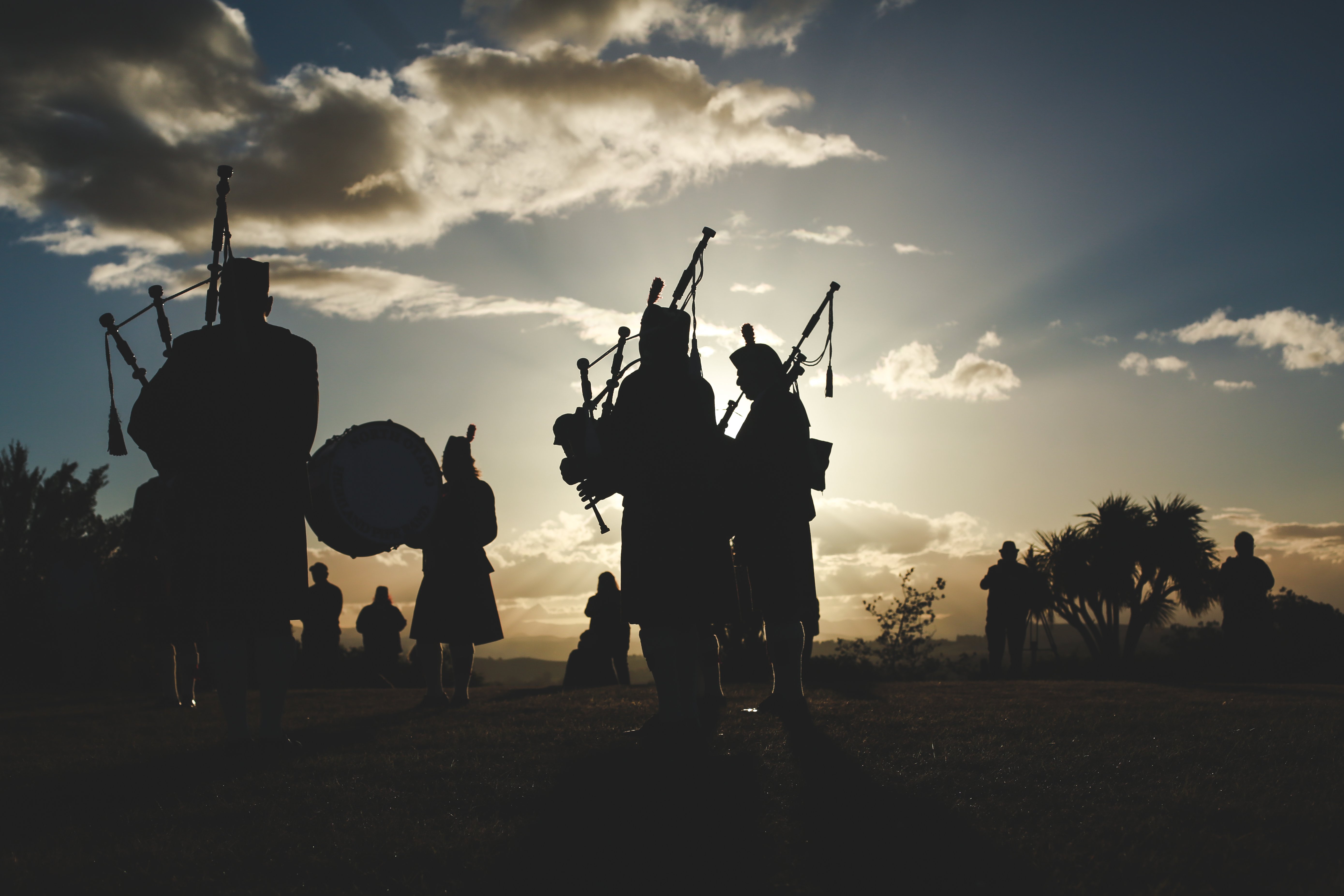 The North Otago Highland Pipe Band performs at sunset on Good Friday last year. PHOTO: REBECCA RYAN