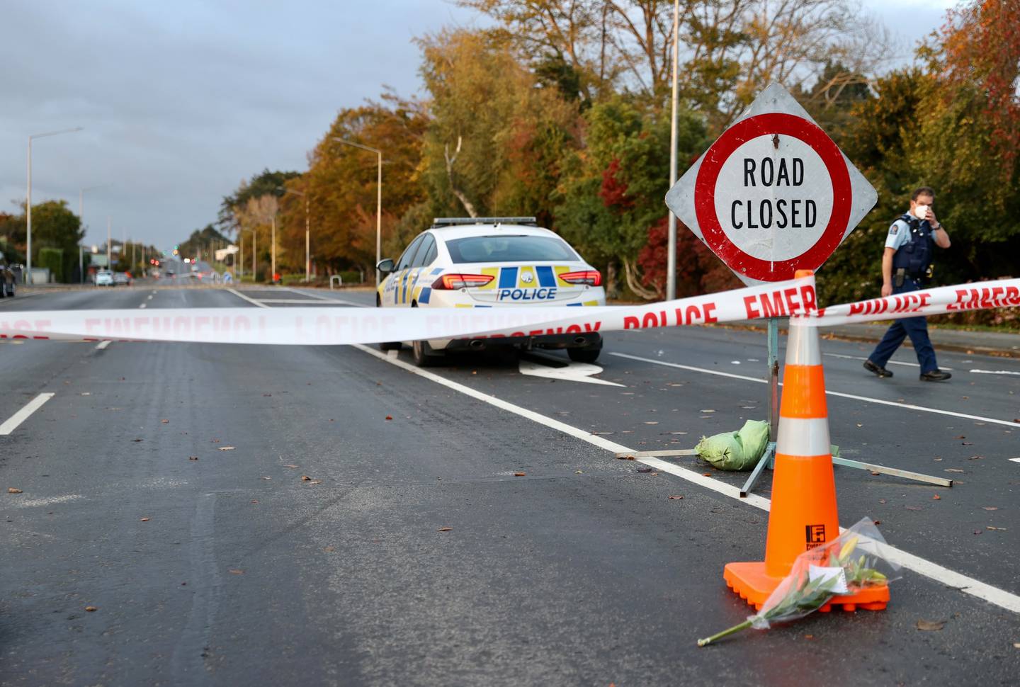 The road was cordoned off after the crash. Photo: George Heard