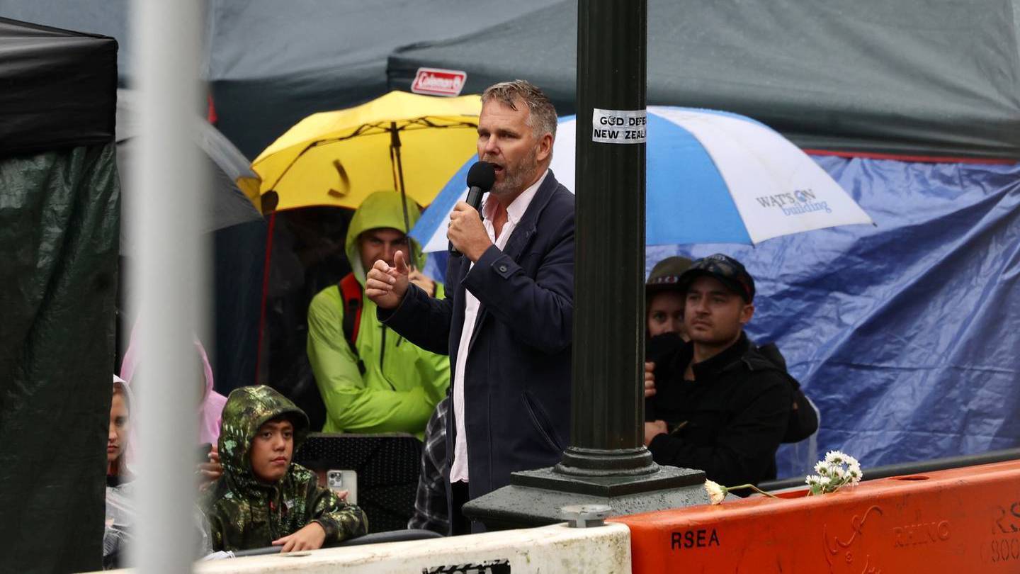 Former National MP Matt King speaks at the protest at Parliament. Photo: George Heard