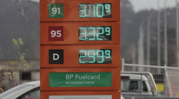 Fuel prices on display in Auckland earlier this week. Photo: Michael Craig