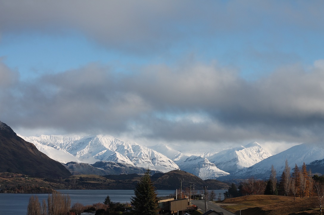 Snow on the mountains near Wanaka today. Photo: Aspen Bruce