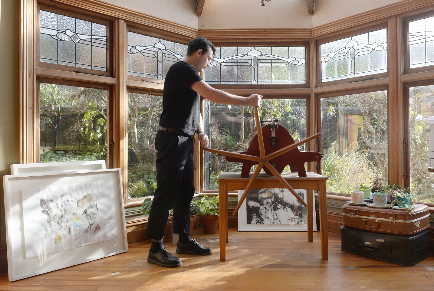 Troy Butler has set up a studio space at his home. PHOTO: GERARD O’BRIEN