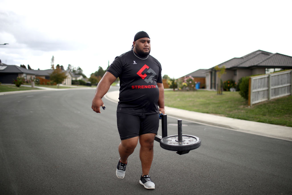 Weightlifter David Liti resorts to alternative training options during the first Covid lockdown....