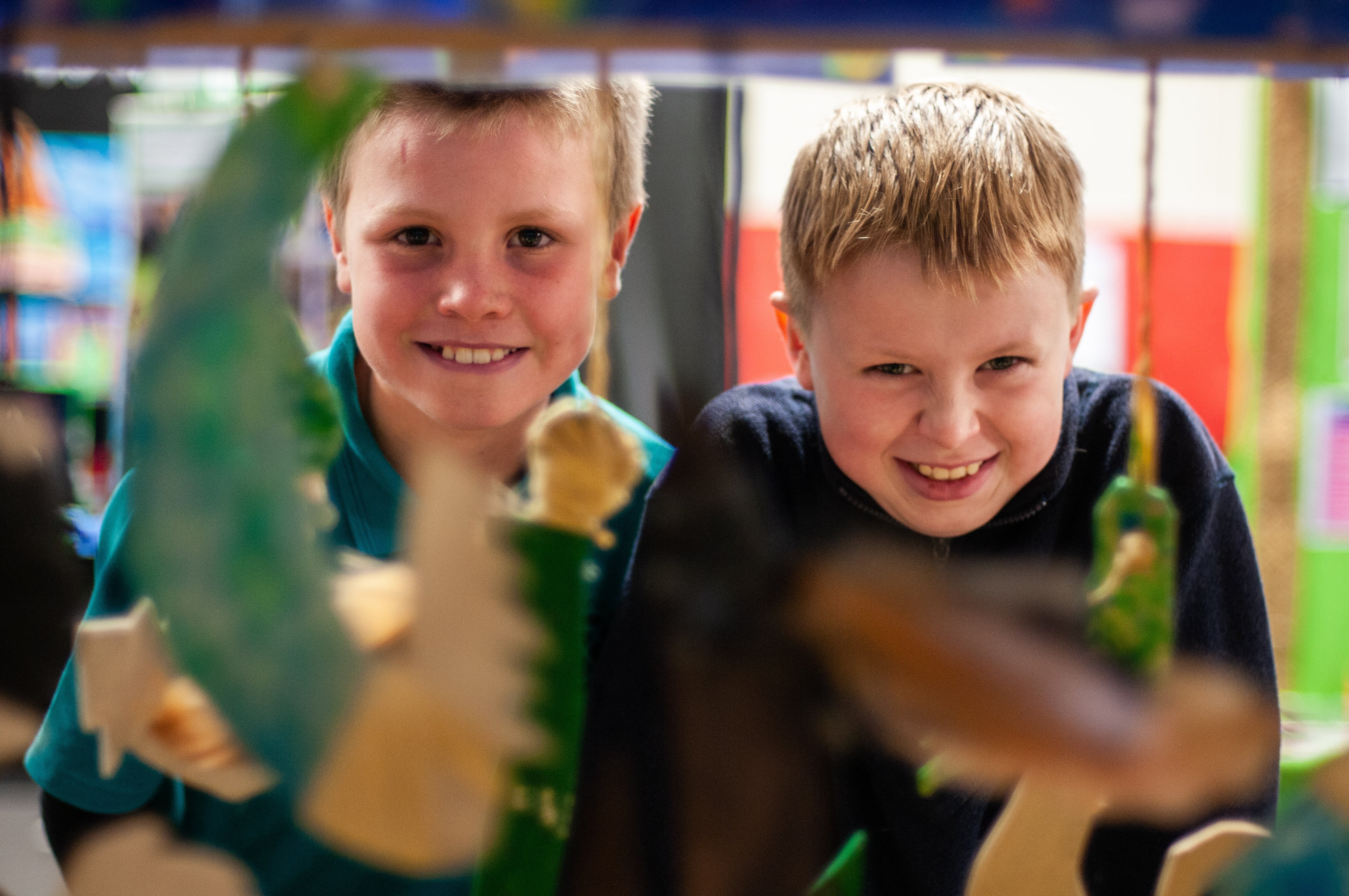 Goldfields Primary School pupils Rocco Shaw (9, left) and Shane McClymount (11) at Te Whare...