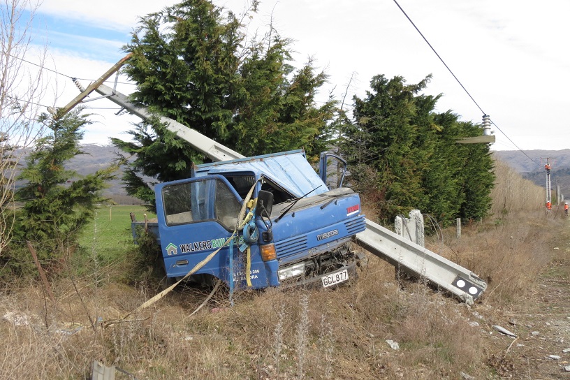 A truck hit a concrete power pole near Alexandra this morning, snapping the pole and bringing...