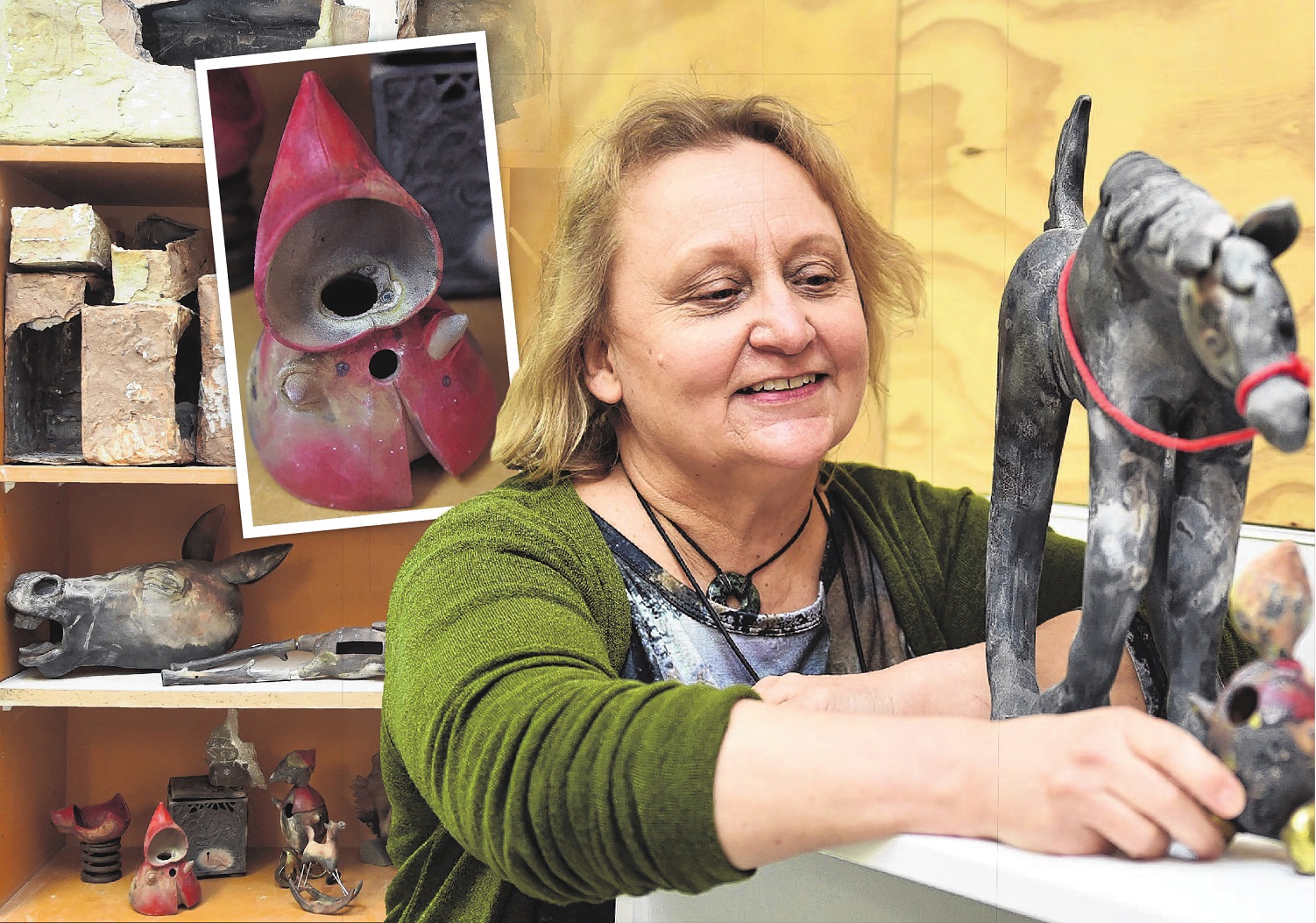 Dunedin artist Bronwyn Mohring is enjoying a new direction in her ceramic works. Photo: Gregor...