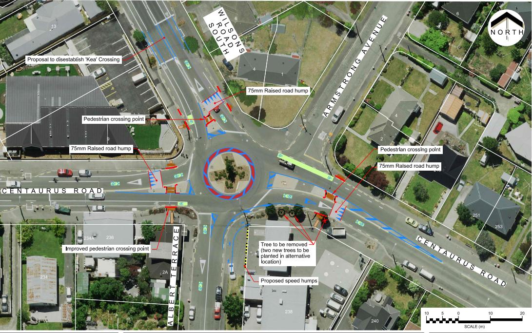 The proposed changes to address safety concerns at the roundabout. Image: CCC