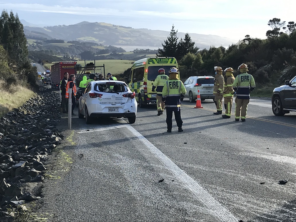 Emergency services at the scene this morning. Photo: Linda Robertson