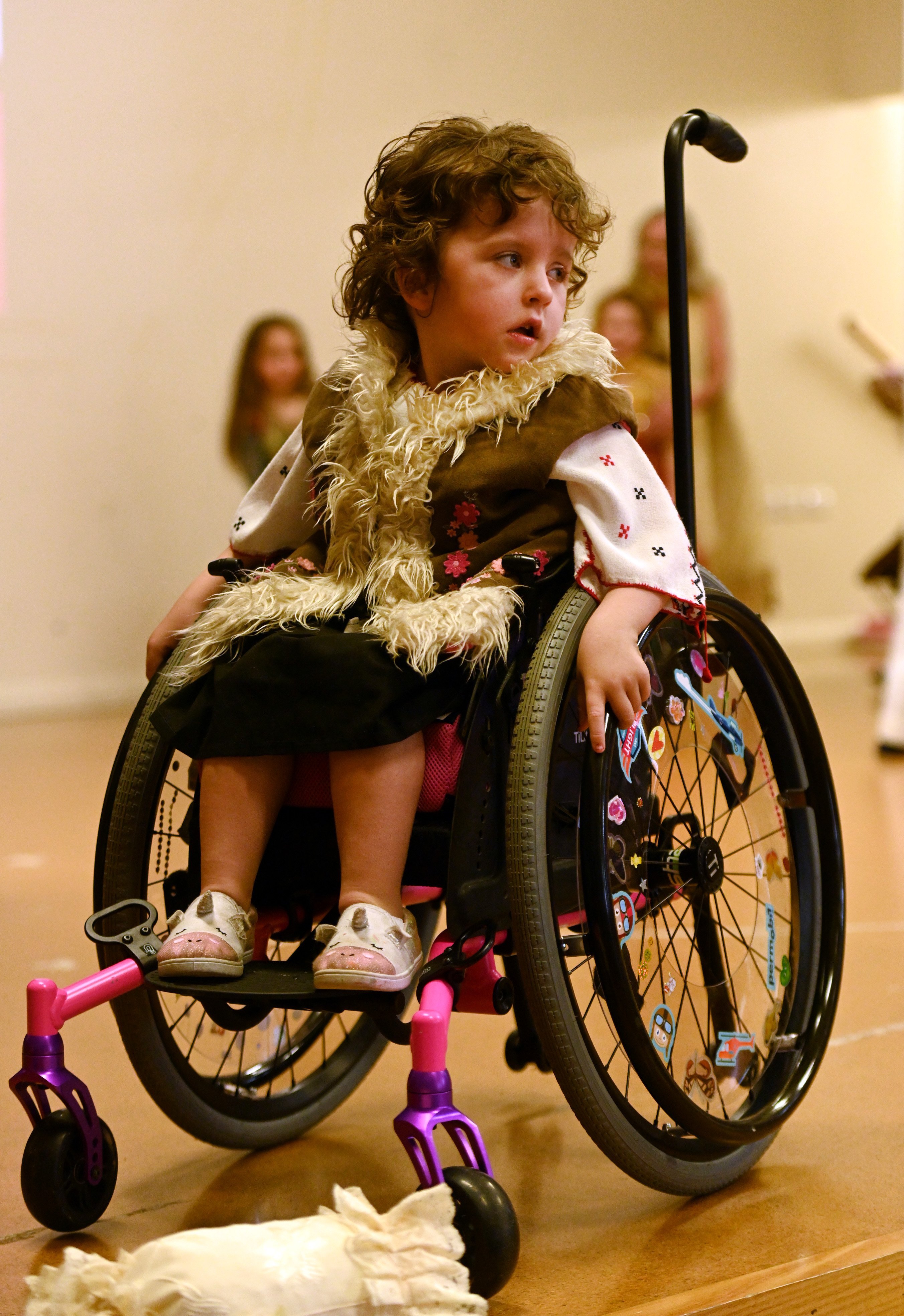 Scarlette Ryder (4) models an outfit from Romania. PHOTO: LINDA ROBERTSON