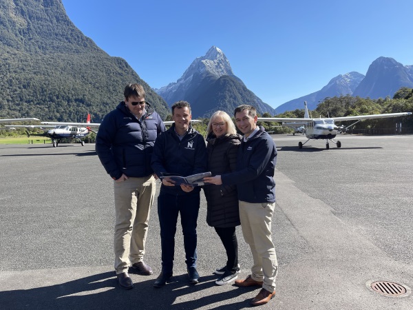 From left, Glenorchy Air co-owner James Stokes and National MPs Joseph Mooney, Jacqui Dean and...