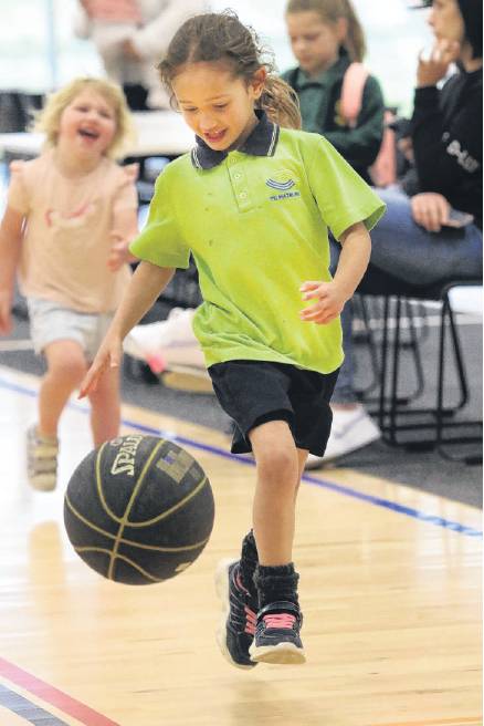 Loving it . . . Charlie Petera 5, of Te Matauru Primary school develops her skills at the Friday...