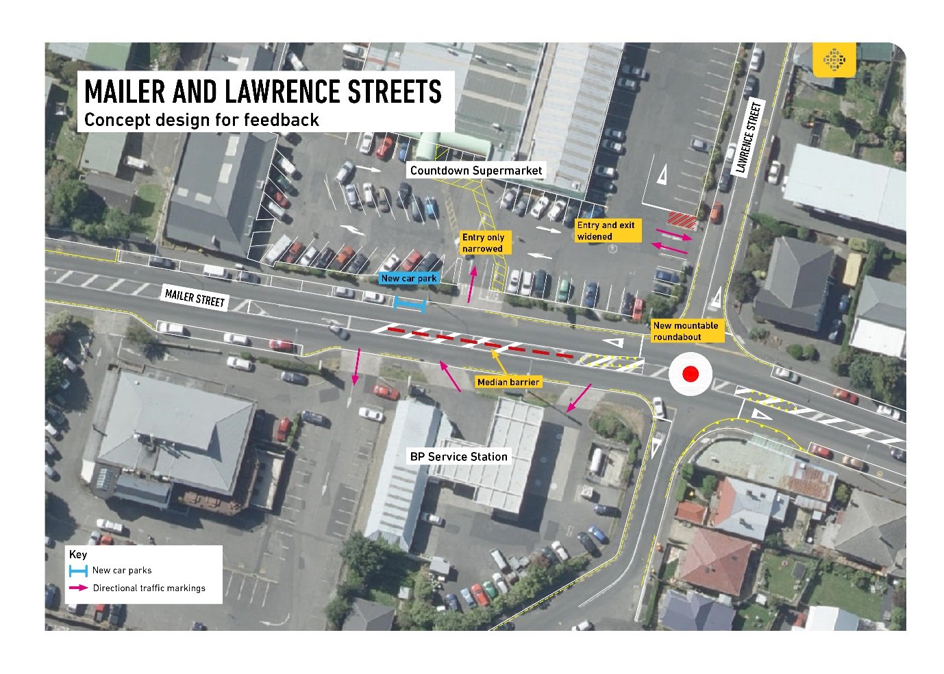 The proposed trial near the Mornington Countdown shows layout changes. Photo: Supplied