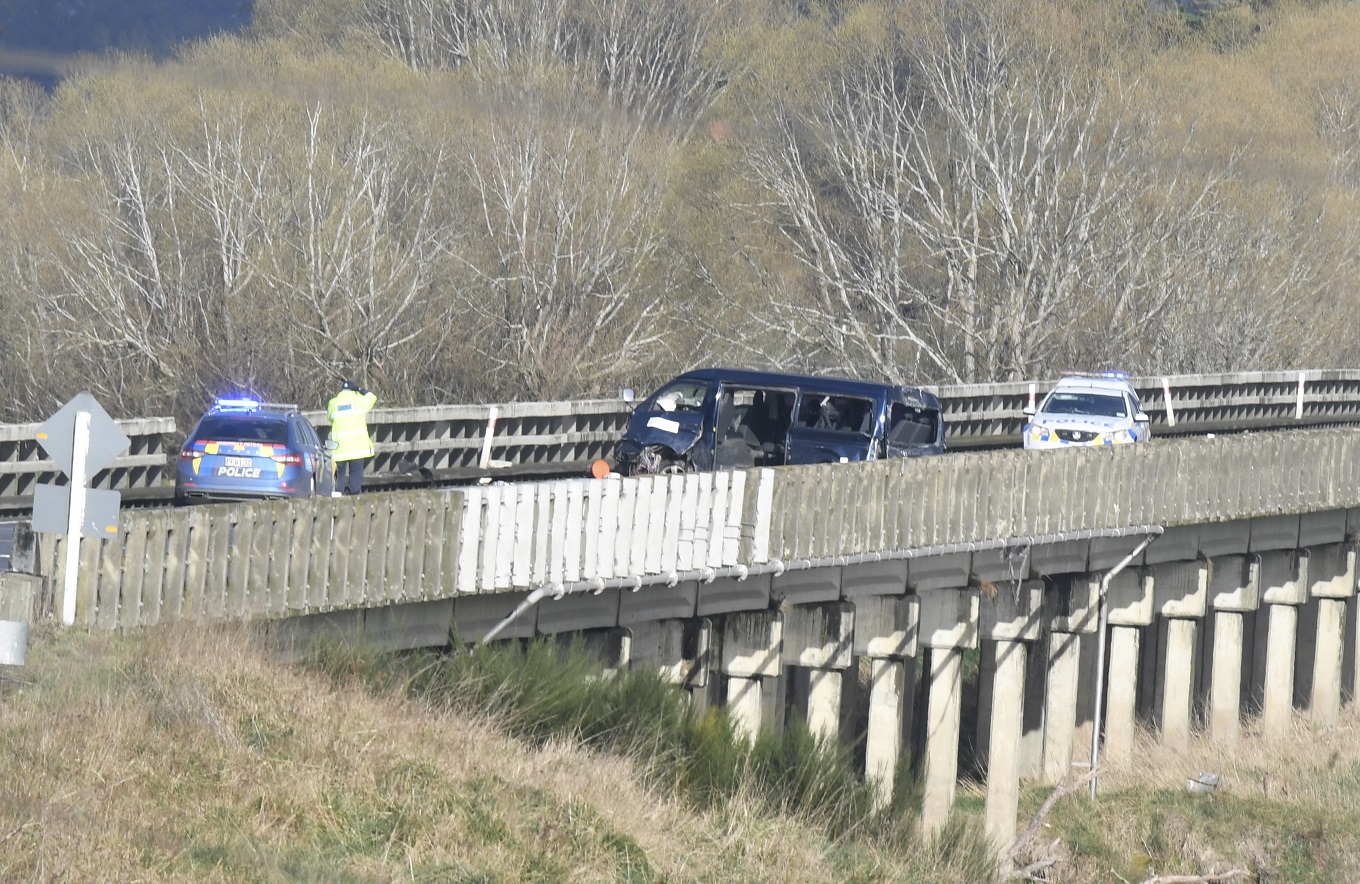 Police at the crash scene this morning. Photo: Stephen Jaquiery