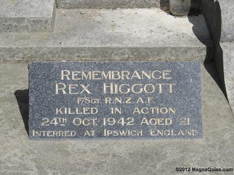 Frederick Higgott’s memorial plaque at Bromley cemetery.  Photo: Supplied