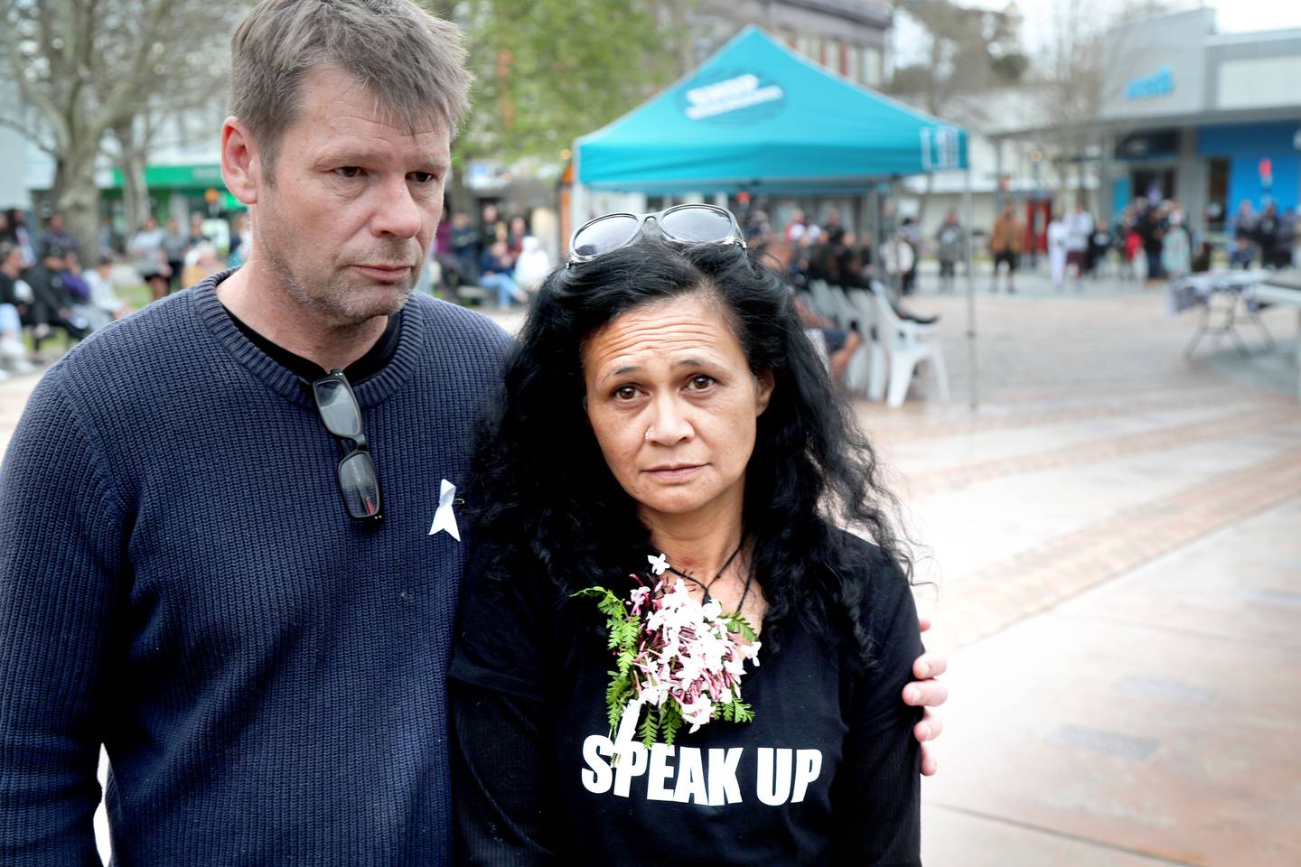 Jasmine Wilson's mother Brenda O'Shea and her husband Robert at a remembrance vigil in Whanganui...