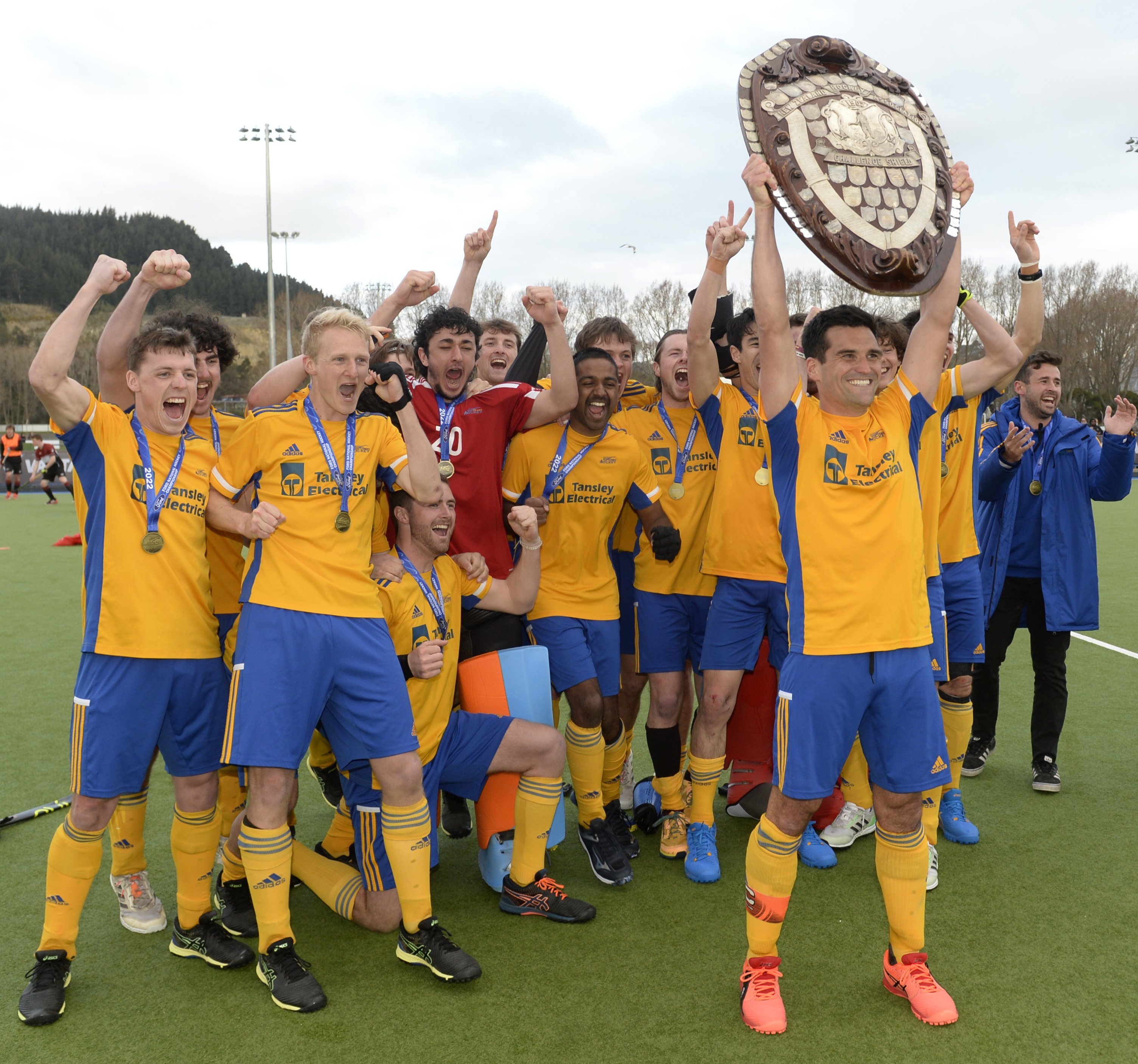 Otago captain Nick Ross holds the Challenge Shield aloft after the province won the tier 1 men’s...