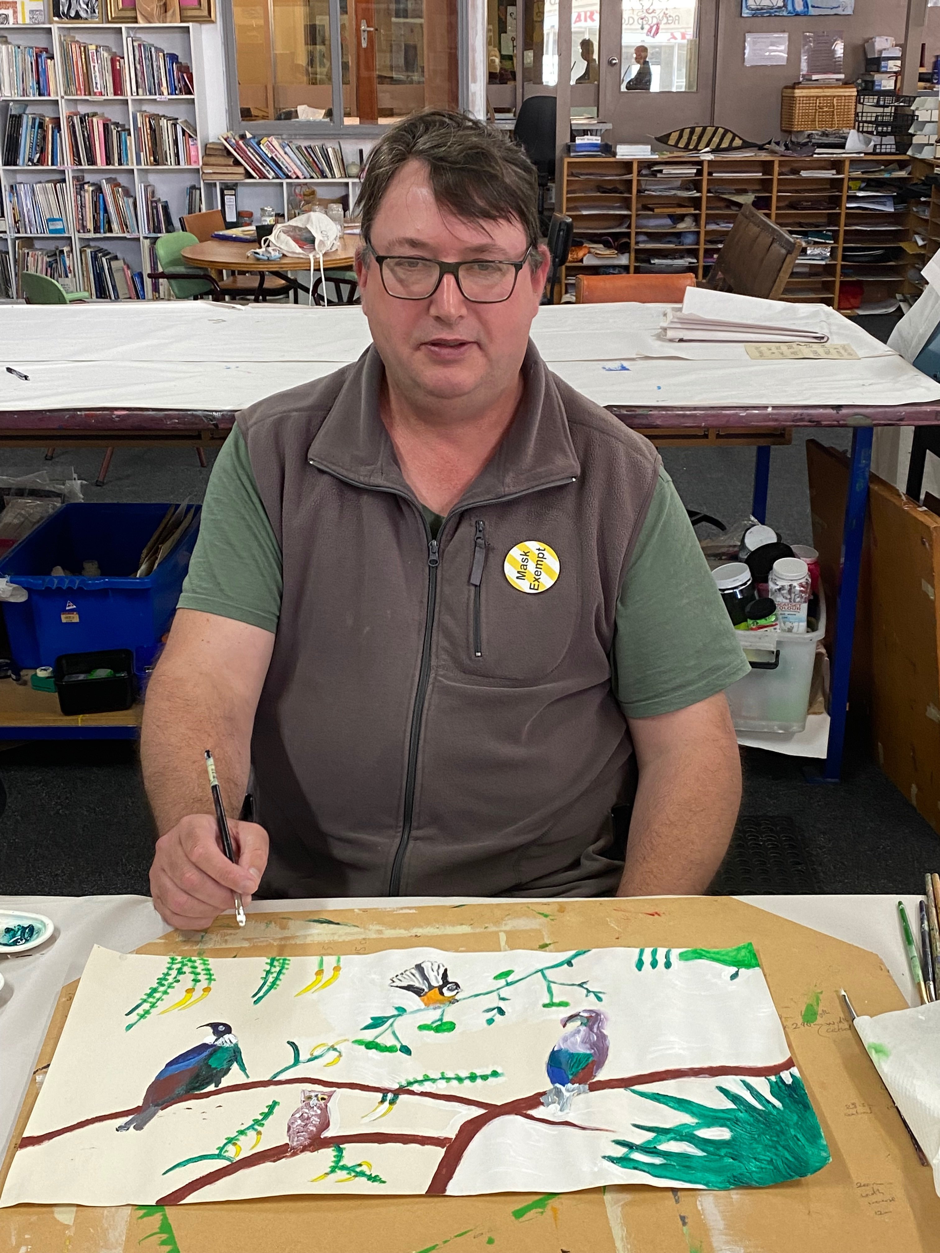 Artist at work . . . Artsenta artist Greg Maynard enjoys making pottery and painting, and will be...