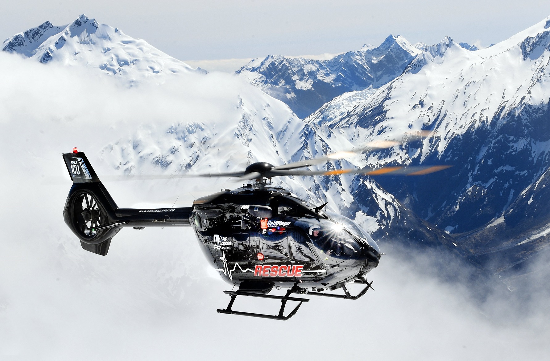 The new Airbus H145 D3 flies through the Southern Alps. Photo: Stephen Jaquiery