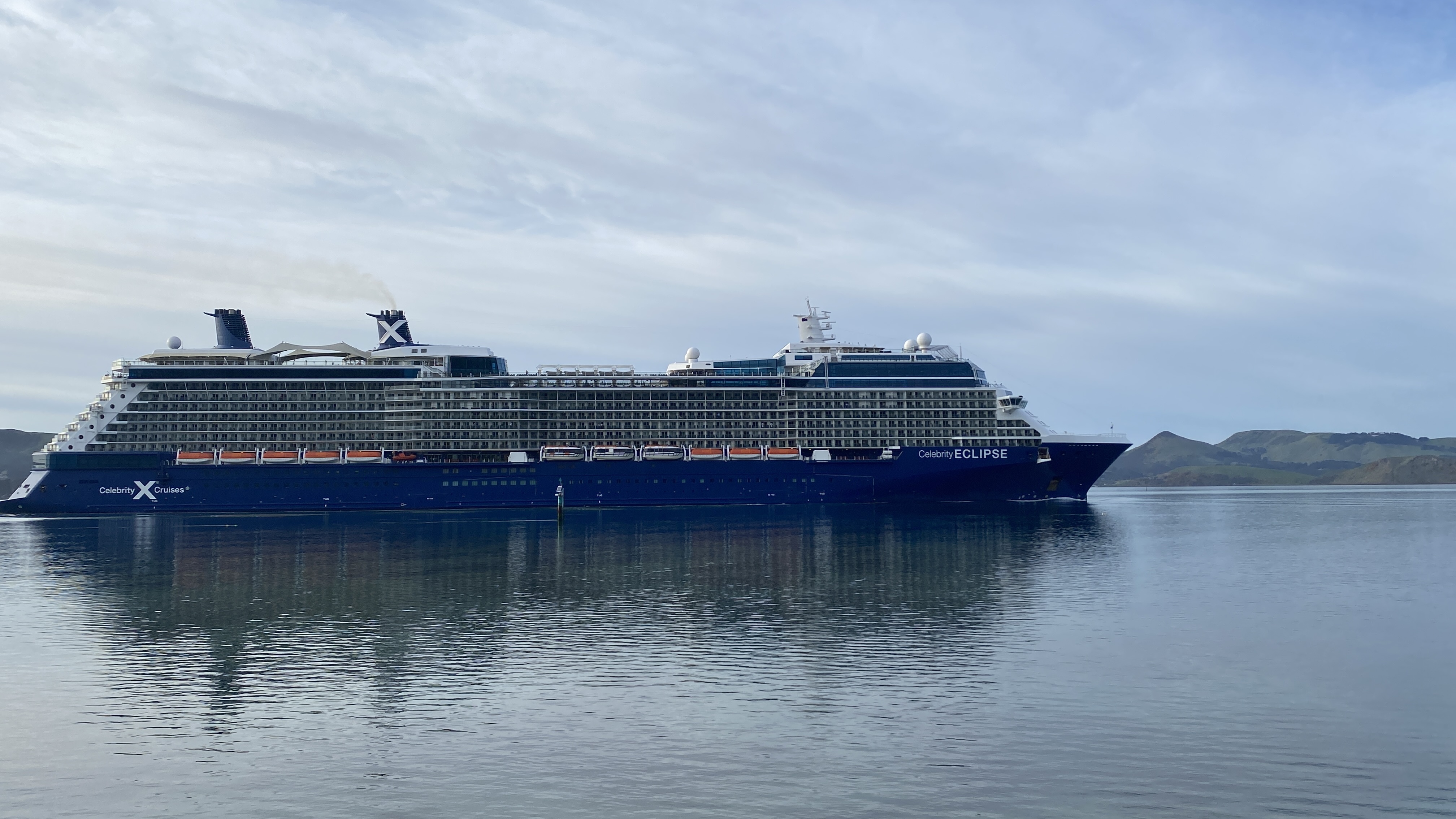 The Celebrity Eclipse entering Otago Harbour this morning. Photo: Craig Baxter 