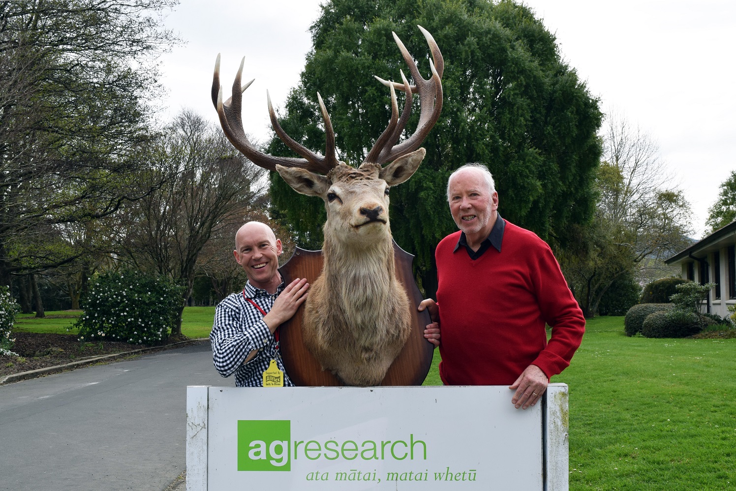 AgResearch scientist Jamie Ward (left) and Invermay Agricultural Centre deer research co-founder...