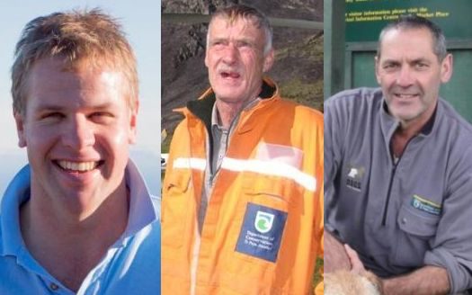 The three men who died in the helicopter crash near Wanaka Airport (from left) Nick Wallis, Paul...