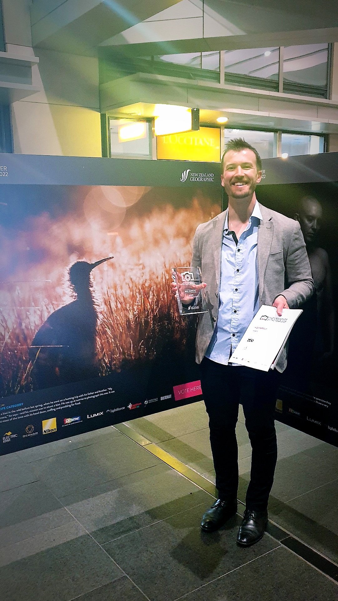 Cromwell photographer Nick Farrelly in front of his winning image at the New Zealand Geographic...