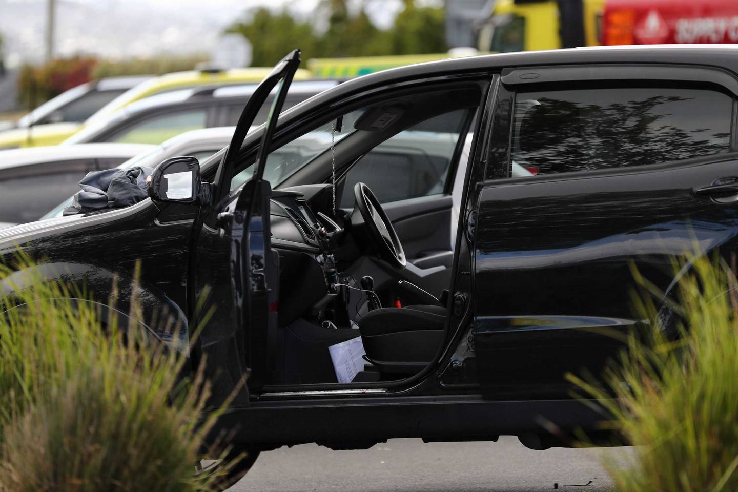 An abandoned vehicle in Great North Rd in Te Atatu South where a person was seriously hurt in a...