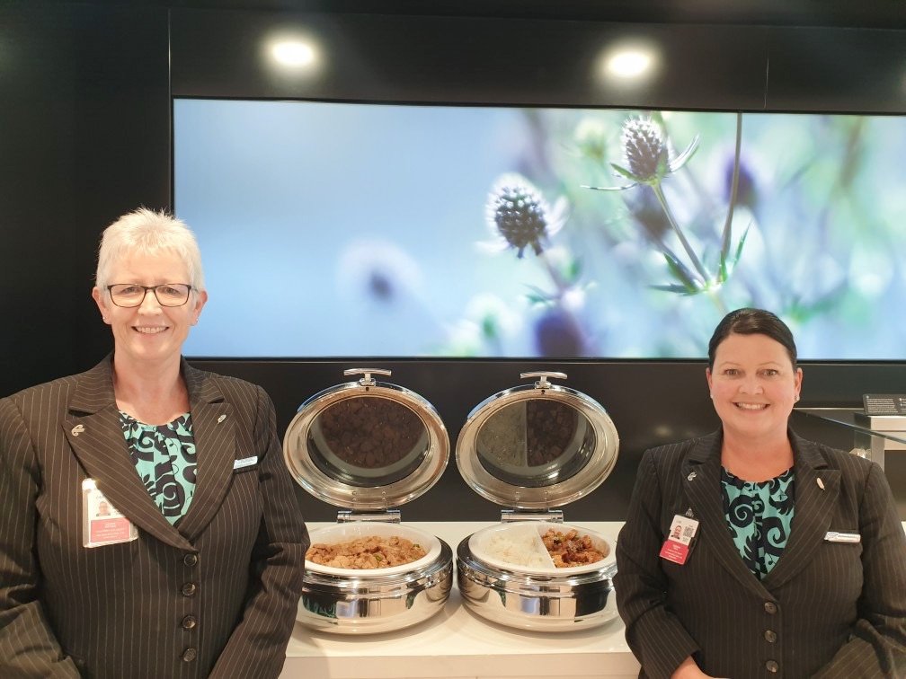 Debbie Brown (left) and Sarah Hill with the hot meal offering in Air New Zealand’s regional...