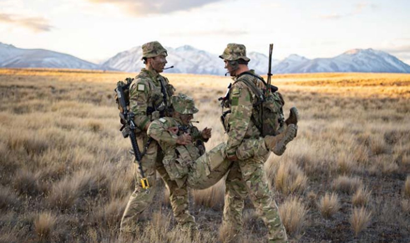 Soldiers from the Royal New Zealand Corps of Signals take part in Exercise Bassett Black in...