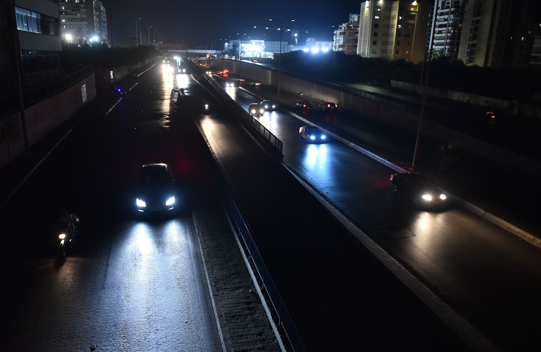 A view of Beirut, Lebanon during power cuts due to problems in the supply of fuel. Photo: Getty...