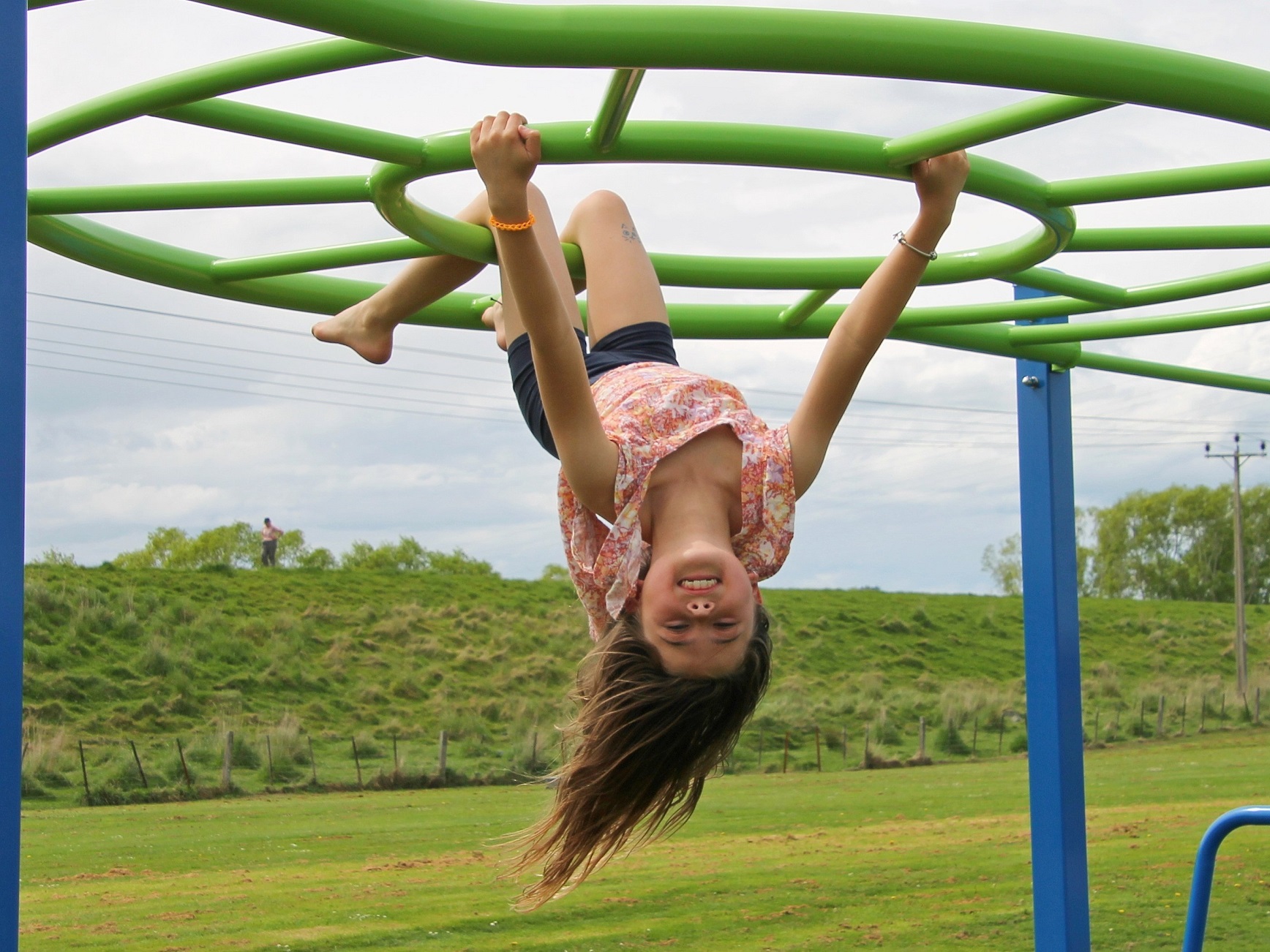 Kora Dean (8), of Balclutha, tries out some of Centennial Park’s new play equipment ahead of...