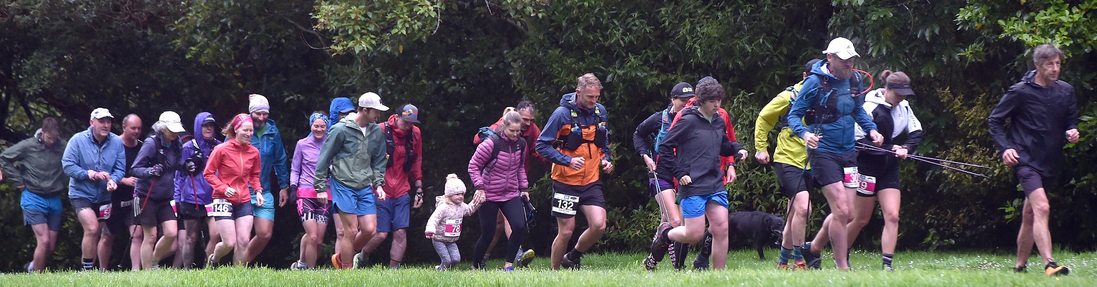 Runners begin Crush the Cargill at Bethunes Gully on Saturday. Photos: Peter McIntosh