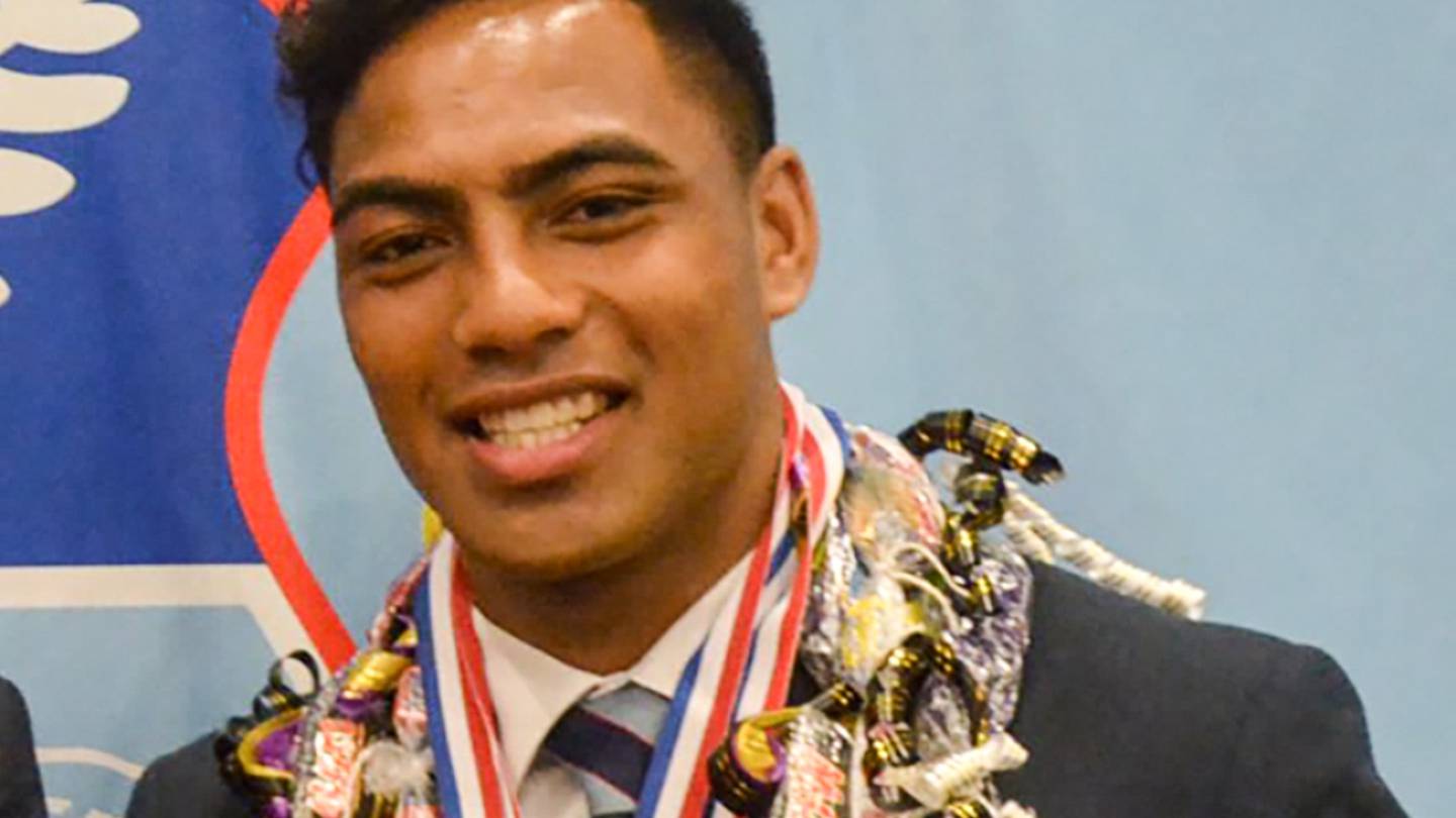 Lemeki Namoa when he was head boy at Sacred Heart College in Auckland in 2017. Photo: Supplied