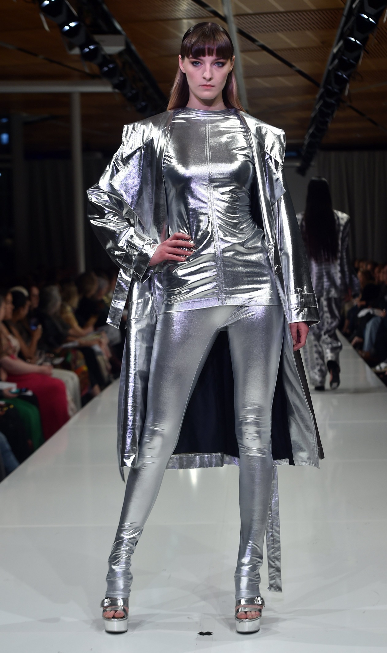 One of George Park’s garments is modelled at the annual Student Showcase Fashion Show in the Hub...