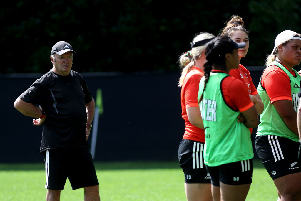 Sir Graham Henry at a recent Black Ferns training session in Auckland. Photo: Getty Images