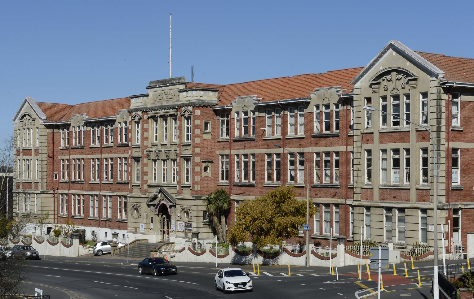 King Edward Court (former King Edward Technical College) in Stuart St. Photo: Otago Daily Times